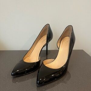 Gucci Patent Leather D’Orsay Pumps Black Pointed Toe Stiletto Heels Size 37